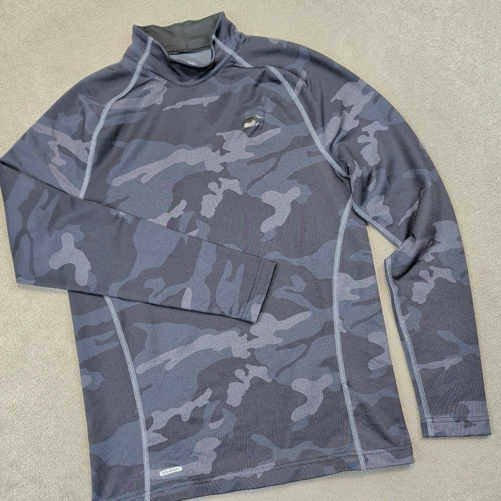 Starter Size M Mens Grey Camo Dri-Star Mock Neck Long Sleeve Performance Shirt